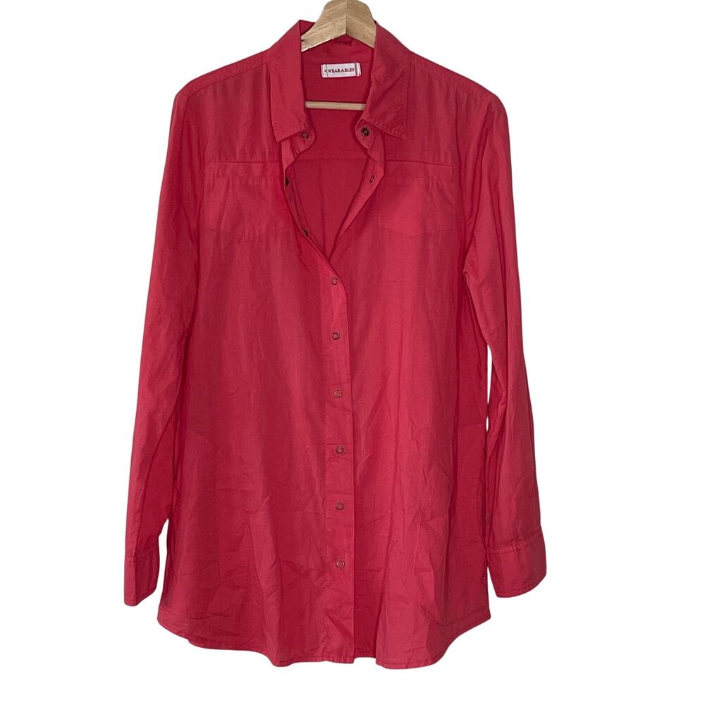 WEARABLES REPORTER BLOUSE ROLL UP SLEEVE SNAP‎ BUTTONS SIZE M